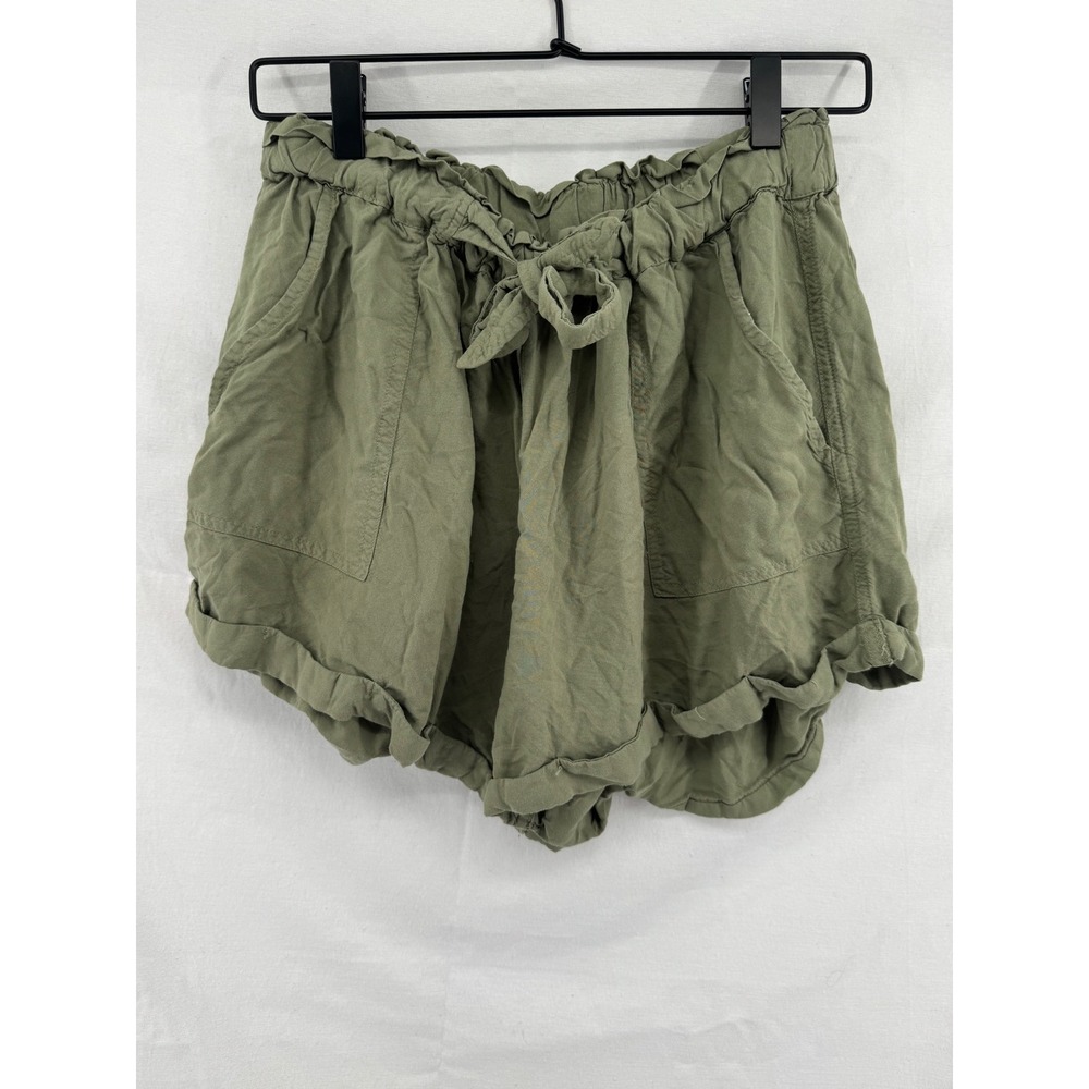 Urban Rebel Olive Green Paperbag Waist Shorts Rayon Cuffed Plus Size 2X
